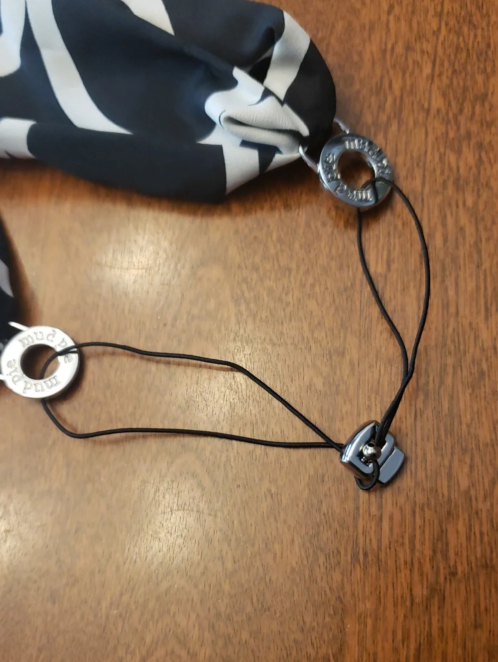 Mud Pie Black & White Patterned Scarf Necklace - OS